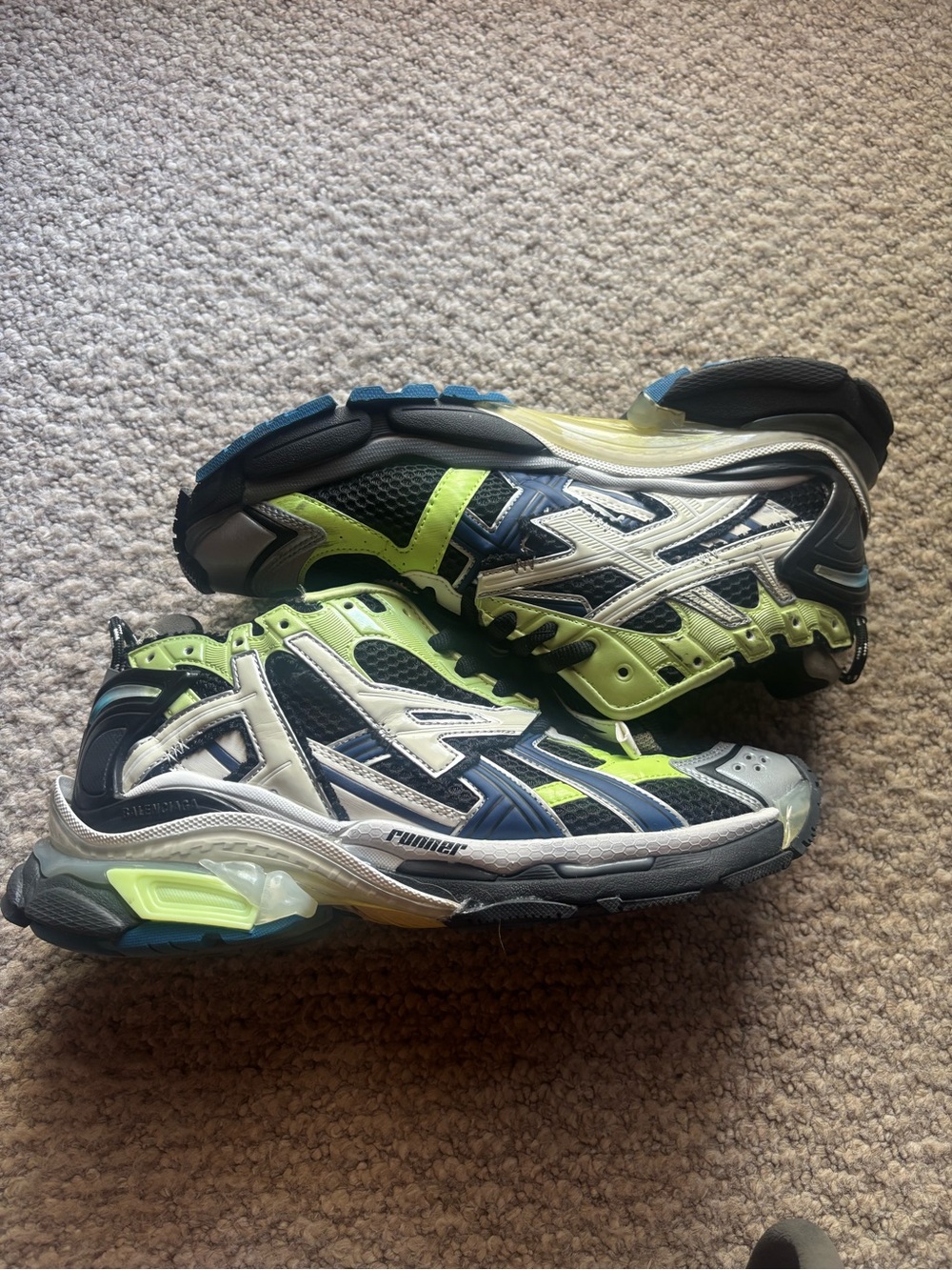 Balenciaga runners green and navy blue